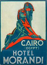 Hotel Morandi ~CAIRO - EGYPT~ Beautiful & Artistic Old Luggage Label, circa 1940 picture
