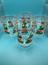 Vtg Set Of 4 Leahy Designs Acrylic Lowball Glasses Nautical Yacht Club 1992 picture