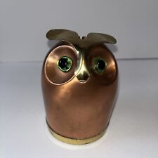 Vintage Coopercraft Guild Cooper Owl Coin Bank w/green eyes. 4