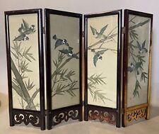 Vintage Oriental Scenic Folding Table Screen with Landscapes & Birds picture