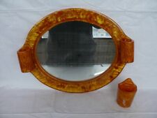 Beautiful Vintage 60s Lava Flow Bath Mirror Yelow Amber Color  #1845 picture