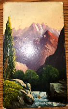 Original Art Postcard J.A. Coultrup Hand Oil Painting Long Beach Mountain Scene picture