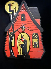 1940s Vintage  H.E. LUHRS Original Halloween Embossed Die Cut Witch House picture
