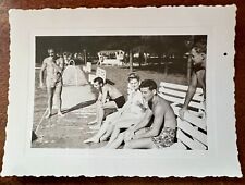 VTG 1945 Beefcake Snapshot Photo Handsome Shirtless Men Swimsuits Swimming Pool picture