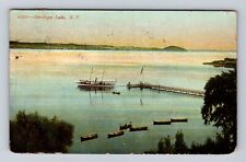Saratoga Lake NY-New York, Aerial Of Lake Area, Antique, Vintage c1908 Postcard picture