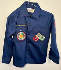 Boy Scouts Of America 1982 Blue Shirt Size 10 Patches Vintage Button Up 1980s picture
