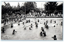 c1940's Kids Adult Bathing at Swimming Pool Sight of Ogaki Japan Postcard picture
