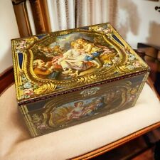 Rare Vintage Tin Box Antique Casket French Snuff Box Renaissance Collectible picture