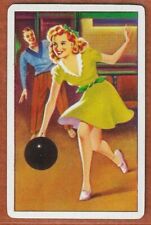 6 Single Swap Vintage Bowling Lady  Pinup Playing Cards  1930's - 1940s picture