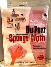 Vintage Du Pont Sponge Cloth Pretty Pink Cleansing Cloth 1950's NOS Sealed {T} picture