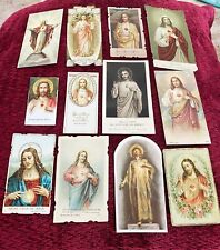 LOT of 12 ANTIQUE Chromos/Diecuts~JESUS SACRED HEART picture
