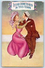 Tyrrell Signed Postcard It Is No Crime To Kiss In This Town Pretty Woman Big Hat picture