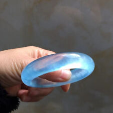 60mm Natural Blue Aquamarine Crystal Gemstone Bangle Bracelet Handmade picture