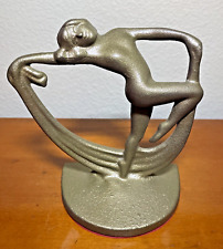 Vintage 1930's Art Deco Dancing Lady with Scarf Cast Iron Bronze Finish EUC picture