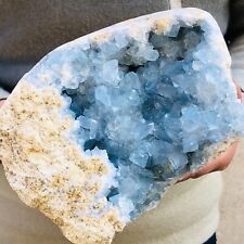 7.32lb Natural blue celestite geode quartz crystal mineral specimen healing picture