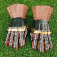 Gauntlet Gloves medieval Pair Accents Knight Crusader Armor Steel Gauntlet Lerp- picture