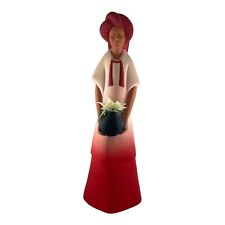 Vtg Mexican Folk Art Clay Woman Statue 15” Red Traditional Dress Piece Lily picture