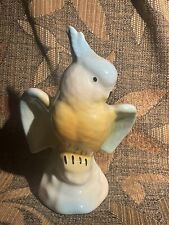 Cute Vintage Royal Copley Cockatiel Figurine 7 in tall, blue & yellow picture