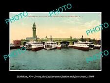 OLD LARGE HISTORIC PHOTO HOBOKEN NEW JERSEY THE LACKAWANNA FERRY STATION c1900 picture