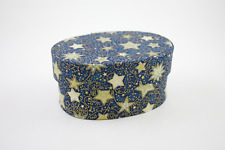 Handmade Sarah's Hat Boxes Hancock NH Oval Celestial Star Fabric Storage Box picture