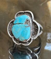 OLD NATIVE AMERICAN 925 STERLING SILVER AND TURQUOISE  RING SIZE 7.75 picture