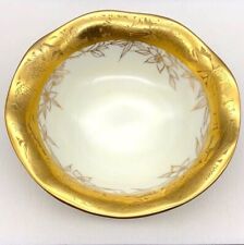 Rare Vintage The Steiner Studios Hand Decorated Porcelain Bowl Ivory Gold Floral picture