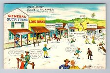 Dodge City KS-Kansas, General Greetings, Front Street, Vintage c1964 Postcard picture