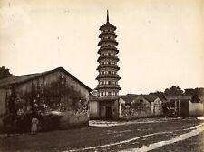 CHINA ALBUMEN PHOTOGRAPH 1880'S CANTON FLOWER PAGODA picture