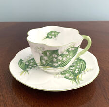 SHELLEY Bone China TEACUP & SAUCER Set LILY OF THE VALLEY Dainty Shape ENGLAND picture