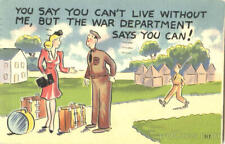 Comic 1944 You say you can't live without me Linen Postcard 1C stamp Vintage picture