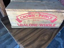 Antique Vintage Seafood CROWN PRINCE Brand Abalone Wood Box Crate picture