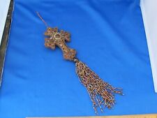 Fine Victorian PASSEMENTERIE Beaded Pull / Ornament-CROSS FORM-Restuffed-NR picture