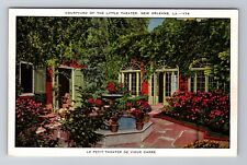New Orleans LA-Louisiana, Courtyard Of The Little Theater, Vintage Postcard picture