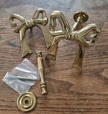Vintage  Brass Bow Tie Curtain Tie Back Wall Hanger with Hardware NWOB picture