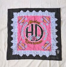 Harley Davidson • Vintage 80s 90s Floral Logo Print Bandana Handkerchief picture