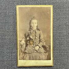 CDV Photo Antique Portrait Girl in Fashion Dress Ringlets Sitting OH picture