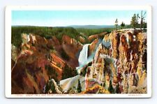 Vintage Old Postcard Yellowstone Park Great Fall Point Lookout Antique 1910s #2 picture