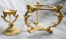 2 VINTAGE BRASS/GOLD EGG HOLDER STANDS- CHERUBS- WINGED LADY picture