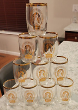Vintage Coors Beer Glass Gold Trimmed 6 oz Tester Shell Glasses Set of 10 picture