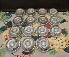 *Vintage* Aluminum Jello Molds Mini Tart Tins Lot Of 15 Fluted Swirl Cake Pans picture