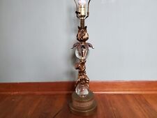 Vintage Angel Cherub Crystal Table Lamp Brass Base 29” Tall. D-290 picture