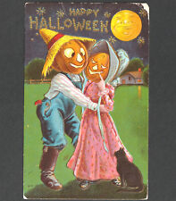 Happy Halloween Romance 1909 Pumpkin Farmer Love JOL Sanders 240 SA1 PostCard picture