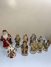Lot of 10 Vintage Christmas Santa Claus Ceramic Figurine Holiday Festive picture