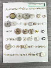 Collector Card of Vintage Pearl Buttons Whites & more Mixed Materials picture