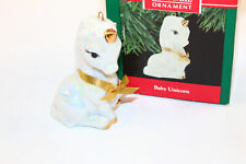 1990 Hallmark Baby Unicorn Fine Porcelain Ornament Christmas Tree QX548-6 picture