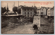 Postcard~ 1915 Flood~ Where The Water Dammed 26th Near State~ Erie, Pennsylvania picture