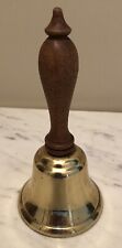 Vintage Brass School Bell with Wood Handle 6