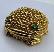 Vintage 1960's Revlon Gold Frog Green Eyes Moondrops Solid Perfume by David Webb picture