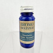 Vintage Bromo Seltzer Medicine Cobalt Blue Bottle Full 2 5/8 oz 5
