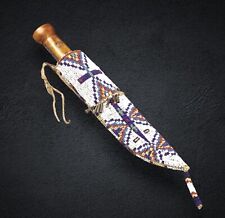 Indian Beaded Knife Cover Native American Sioux Handmade Hide Knife Sheath picture